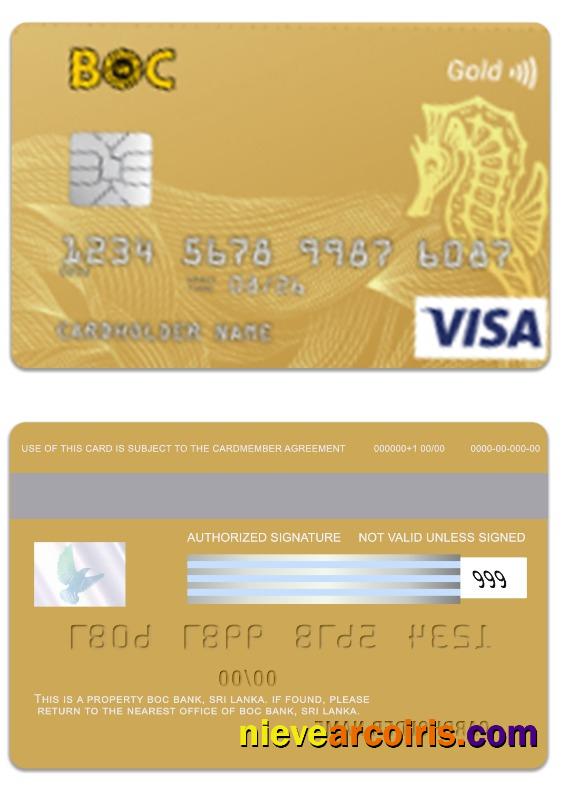 Sri Lanka BOC Bank visa gold card